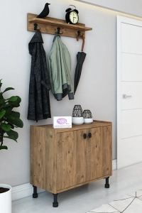 Detay 2 Kapaklı Ayakkabılık Çok Amaçlı Dolap Portmanto Raflı Vestiyer